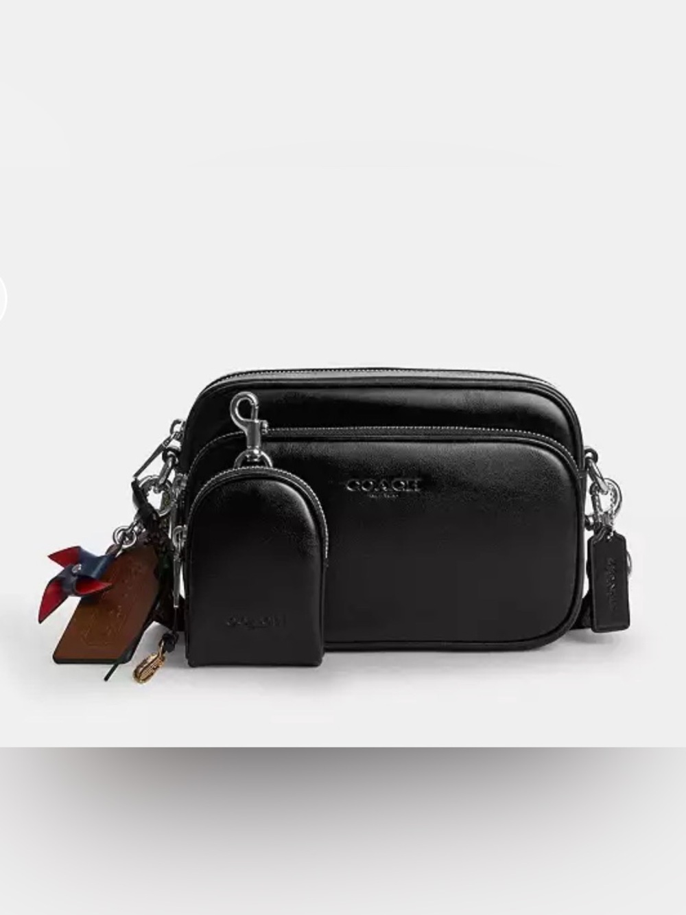 Coach Finlay Crossbody Bag With Charms in Silver/Black Leather
